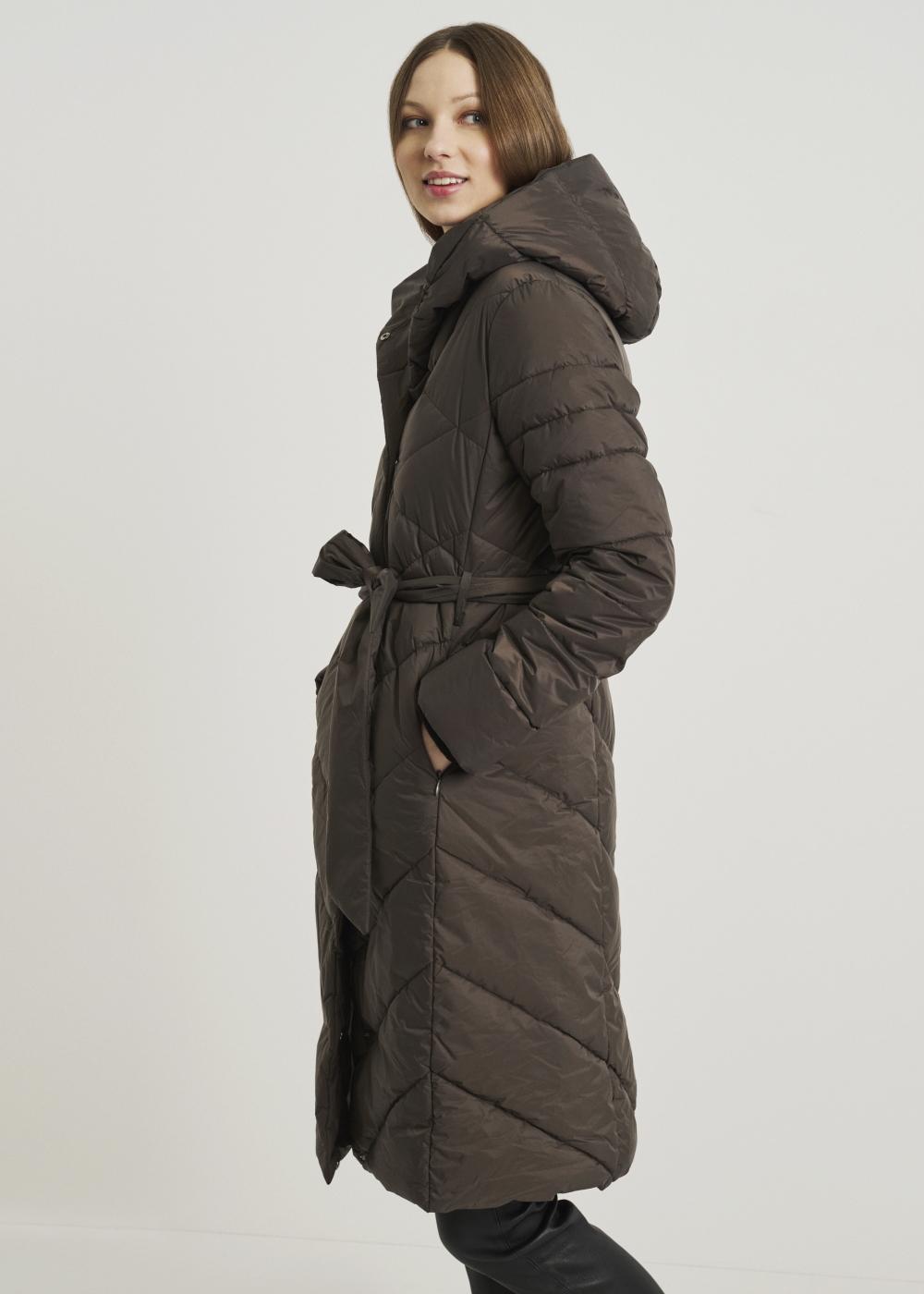Brązowa kurtka damska z pikowaniem KURDT-0374-57(Z21)