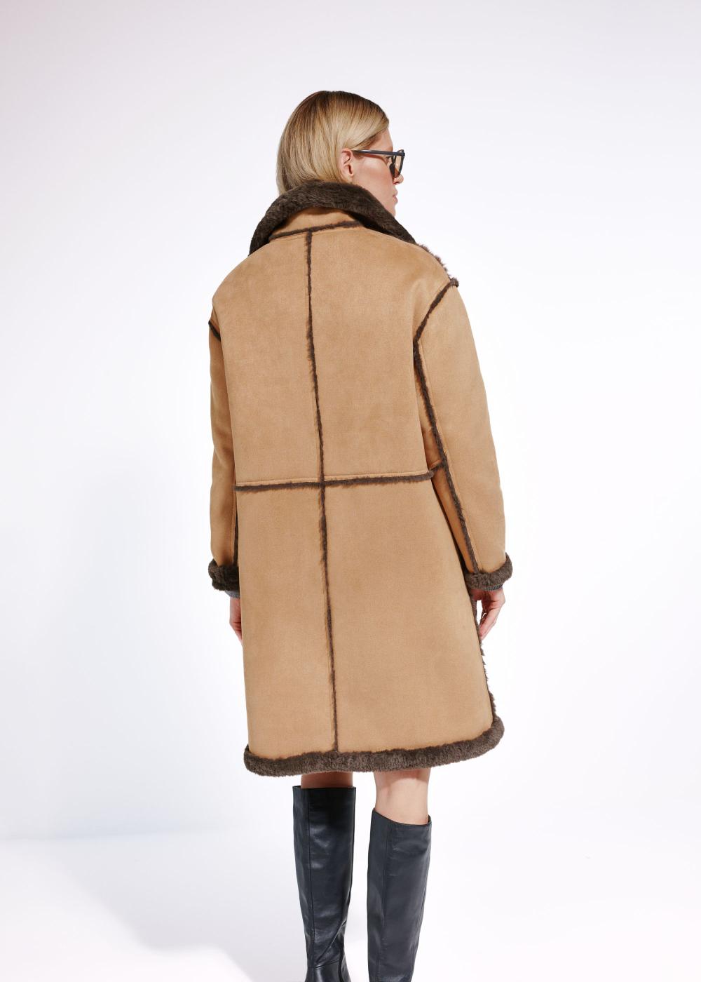 Camel sheepskin coat best sale