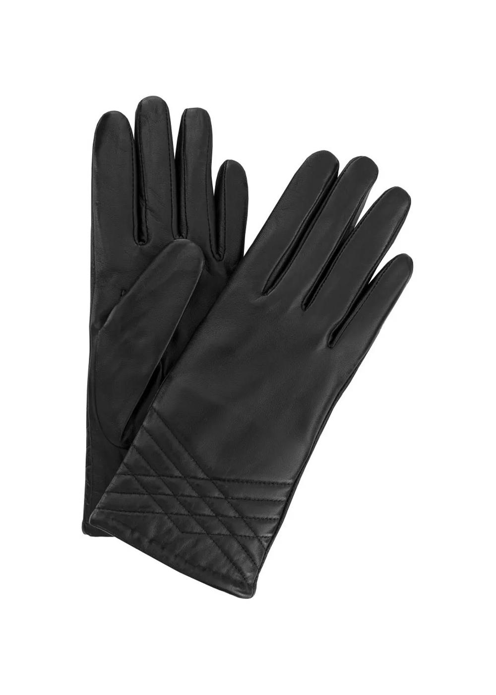 Czarne skórzane rękawiczki damskie REKDS-0023-99(Z23)