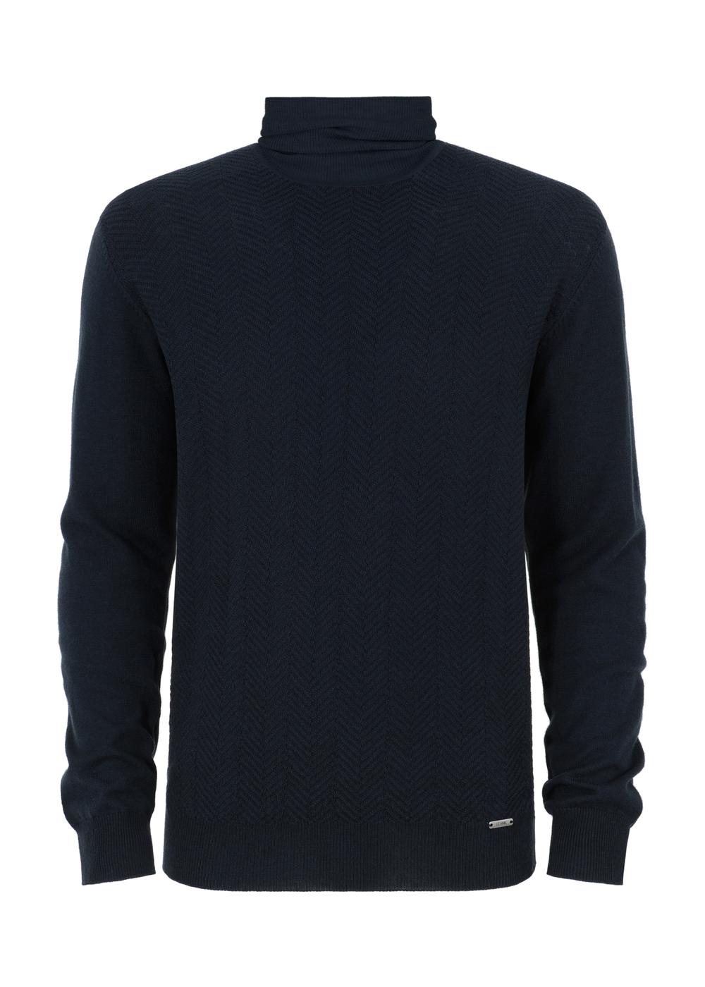 Granatowy sweter męski z golfem SWEMT-0131-69(Z23)
