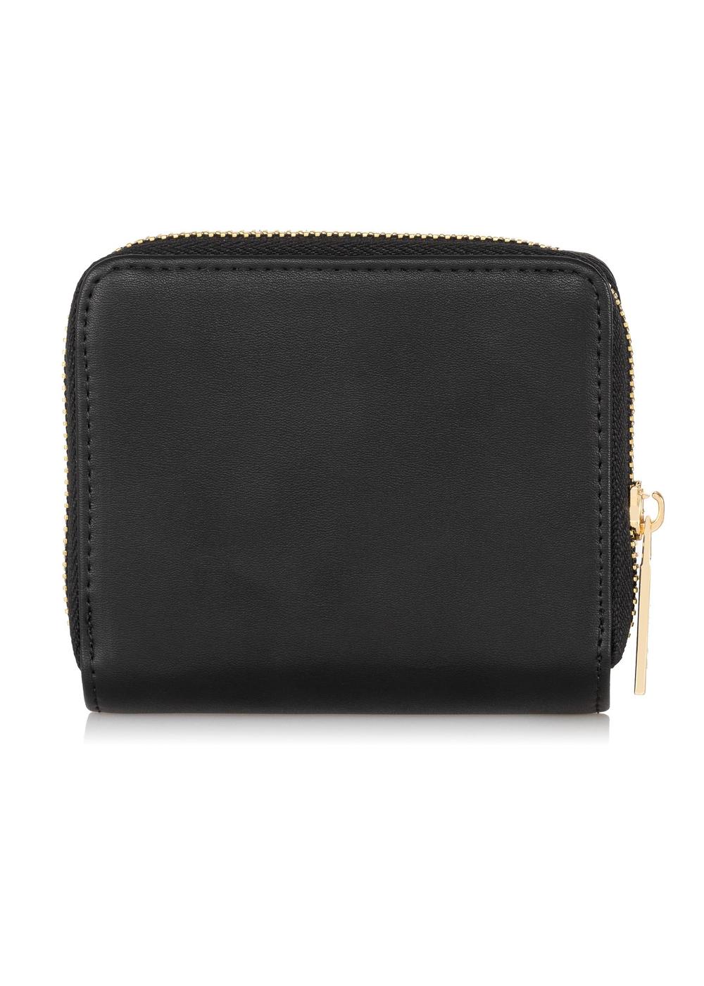 Mały czarny portfel damski z dżetami POREC-0158C-99(Z23)