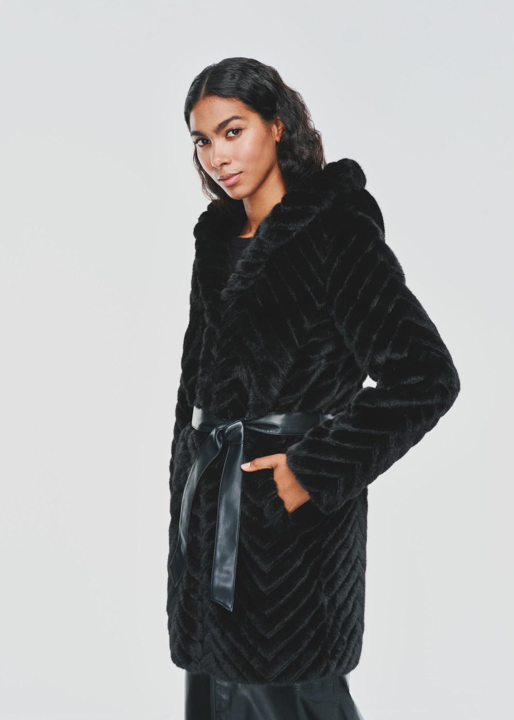 Black fur coat womens best sale