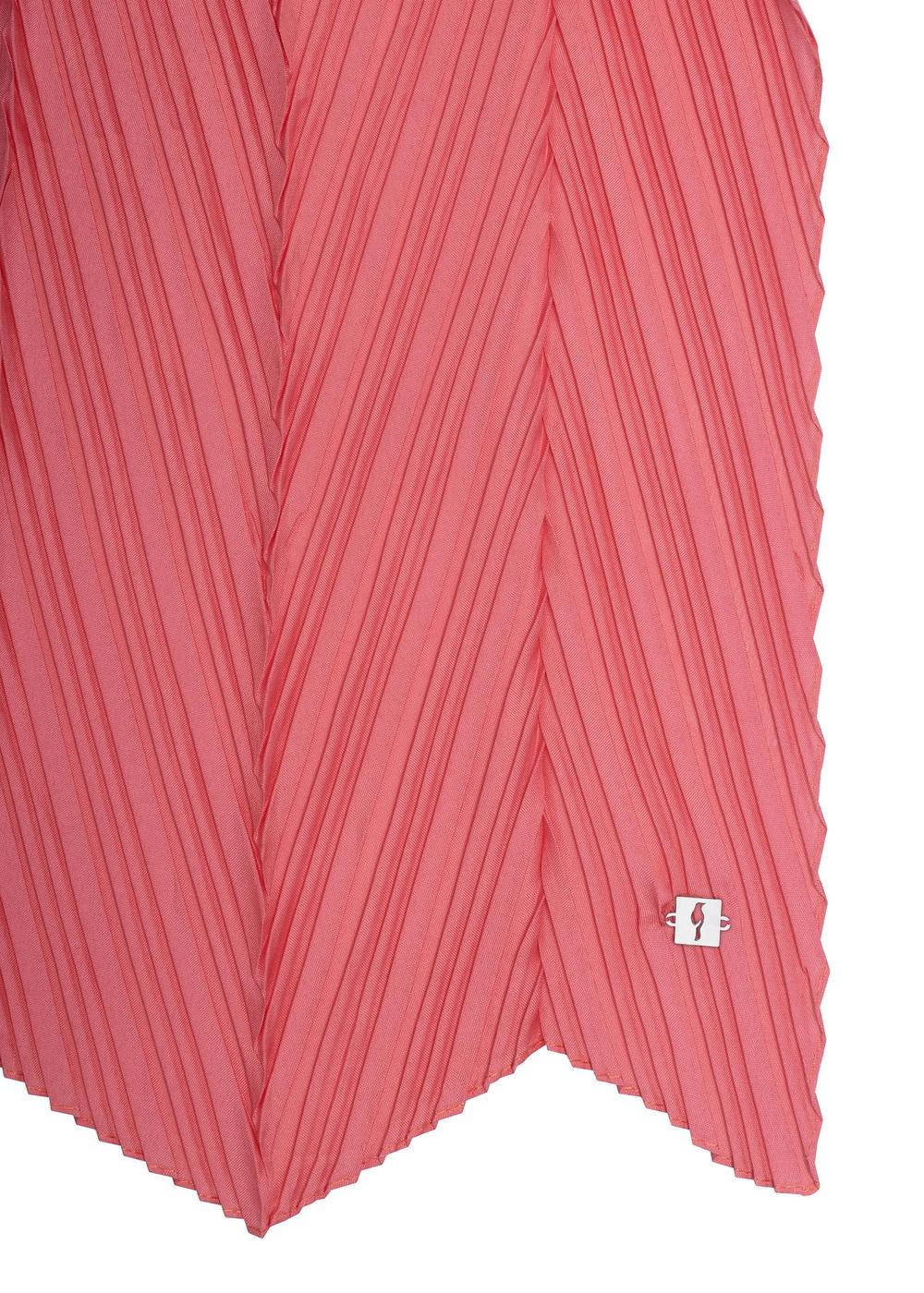 Różowy szalik damski z marszczeniem SZADT-0157-31(W23)