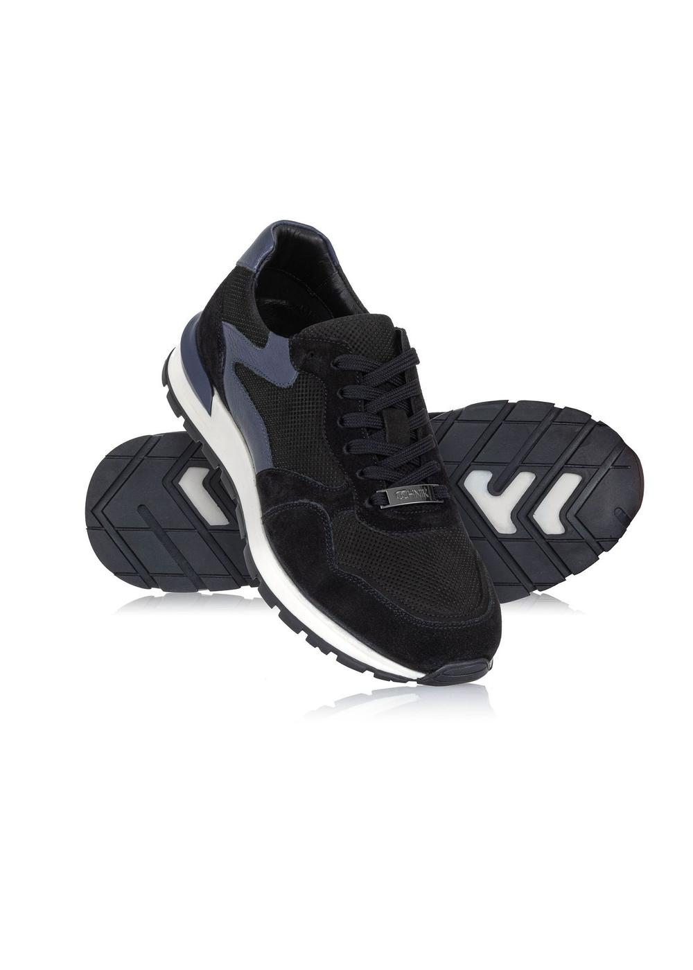 Skórzane czarne sneakersy męskie BUTYM-0460-99(W24)