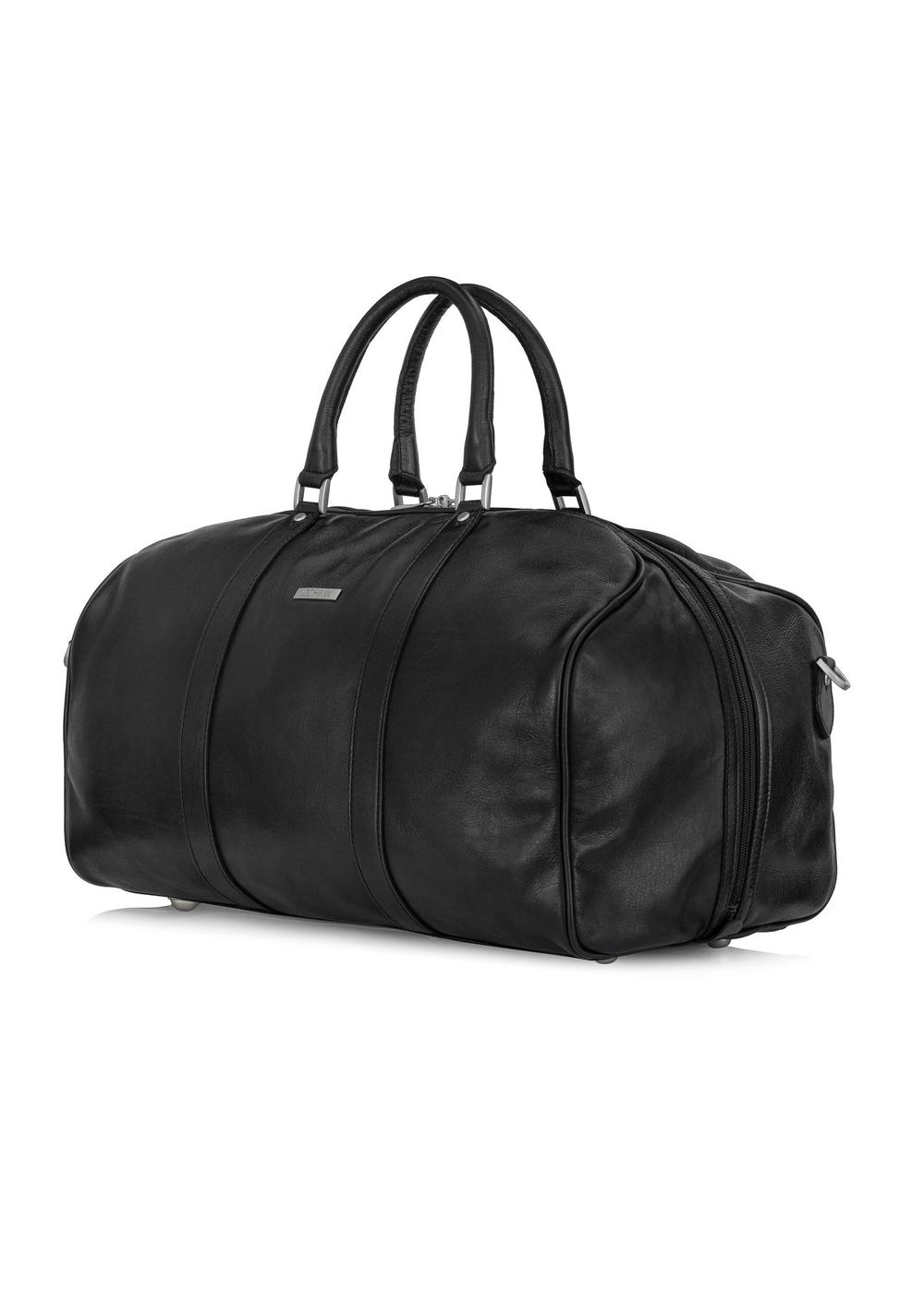 Black leather luggage bag best sale