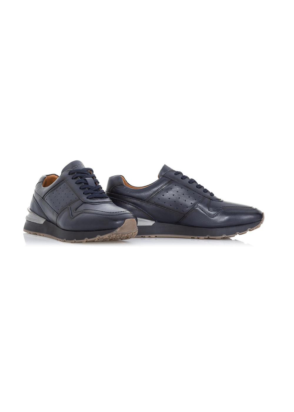 Granatowe skórzane sneakersy męskie BUTYM-0434-68(W23)