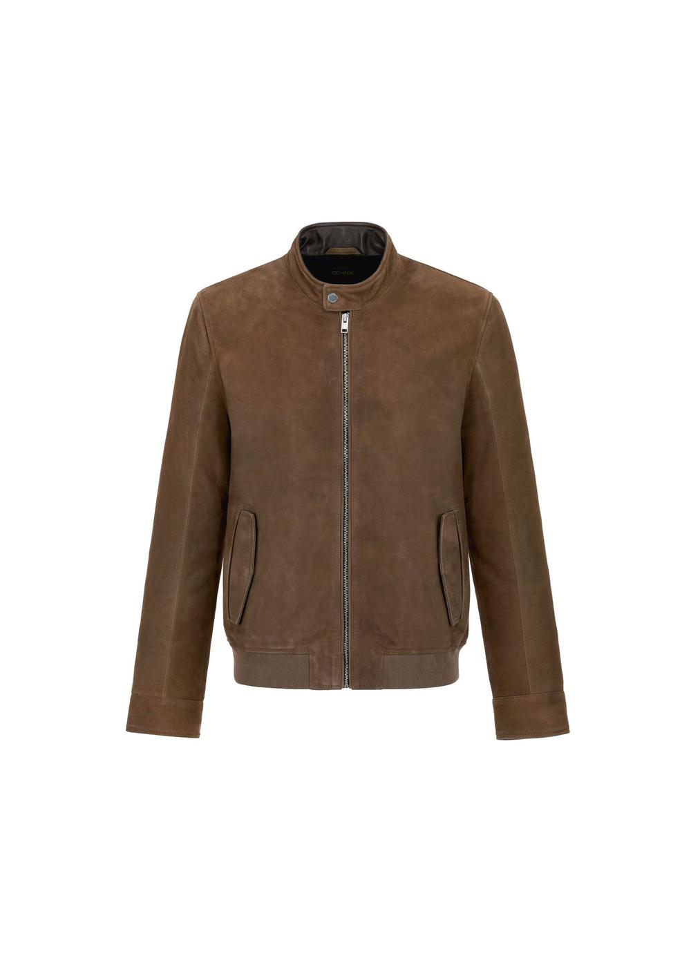 Skórzana kurtka męska w kolorze khaki KURMS-0331-1358(W24)