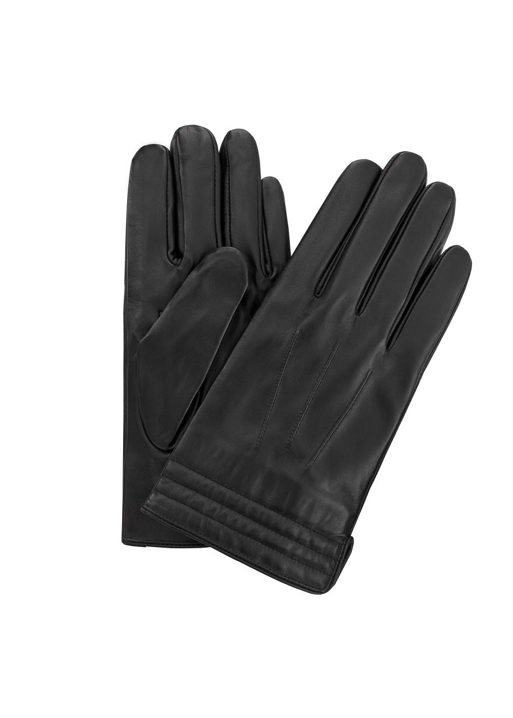 Czarne skórzane rękawiczki męskie REKMS-0014-99(Z23)