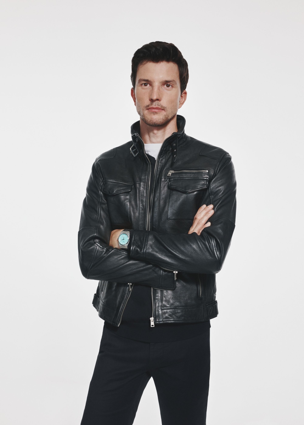 Czarna skórzana kurtka męska KURMS-0349-2772(Z24) | OCHNIK