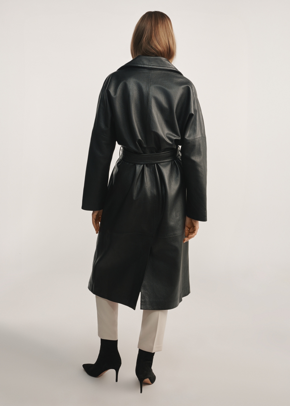 ぽぽん様 Płaszcz skórzany damski z kożuchem czarny OZONEE JS/11Z8253