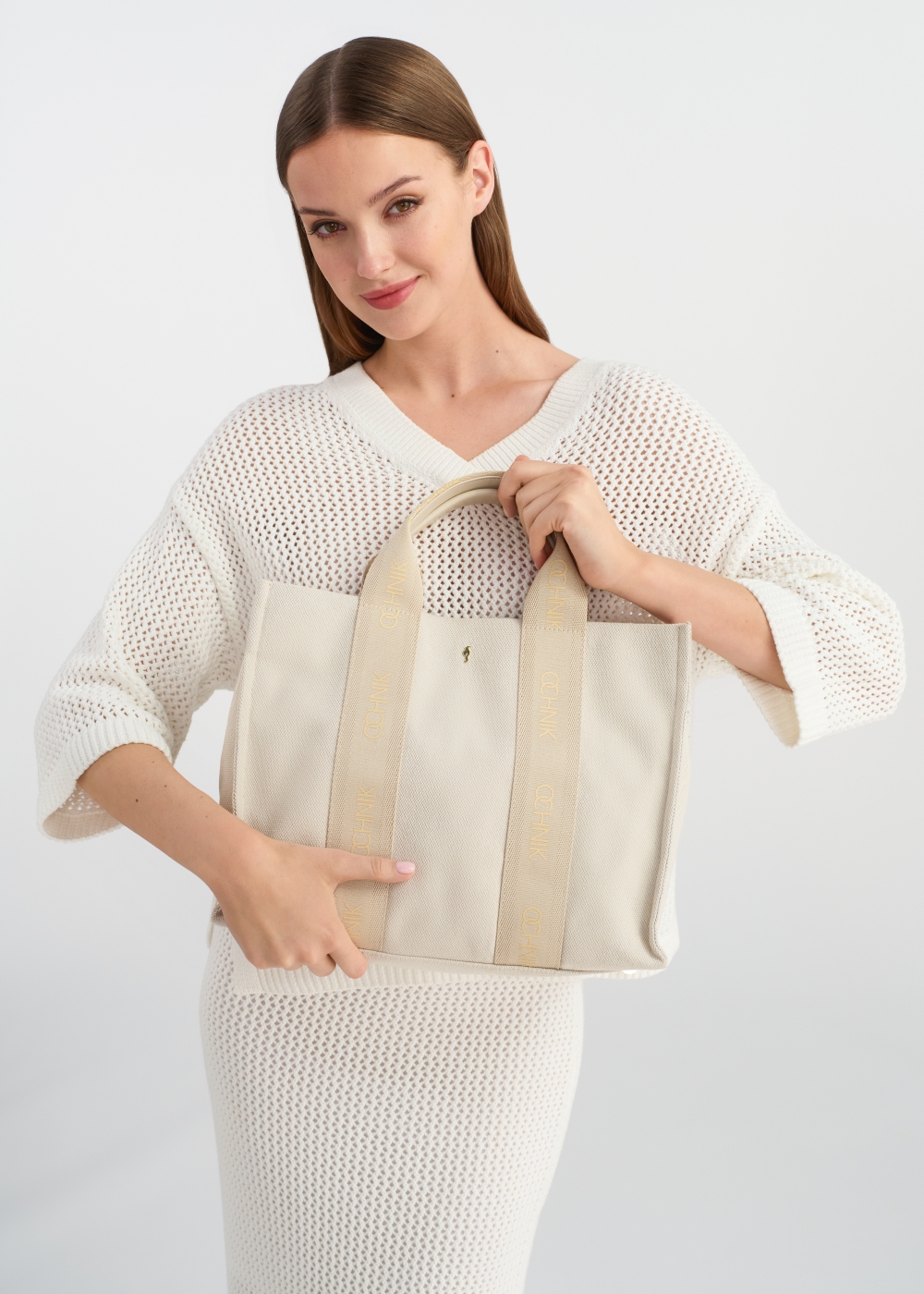 【PORTERNA】Tud Shirring Tote Bag Kremowa damska torebka typu tote bag TOREN-0288A-12(W25