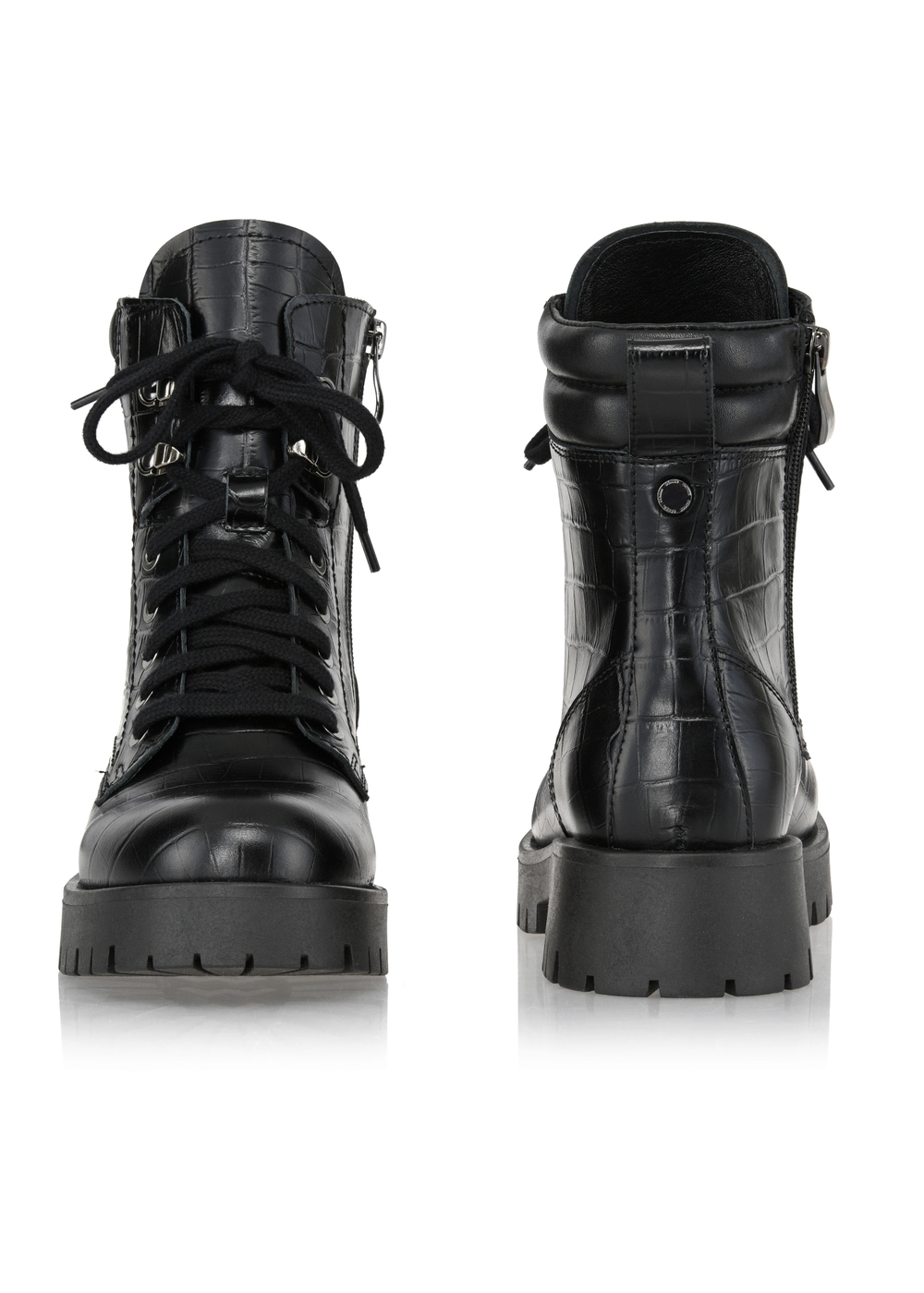 Czarne skórzane botki damskie croco BUTYD-1038-99(Z23) | OCHNIK