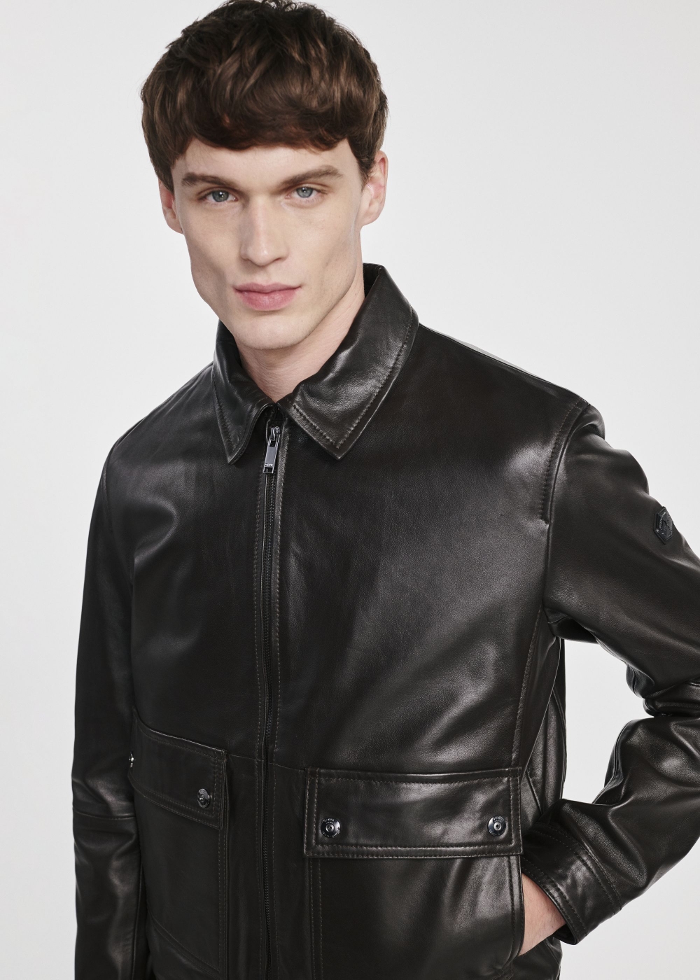 Brązowa skórzana kurtka męska KURMS-0360-5625(W25) | OCHNIK