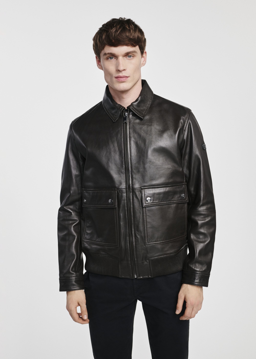 Brązowa skórzana kurtka męska KURMS-0360-5625(W25) | OCHNIK