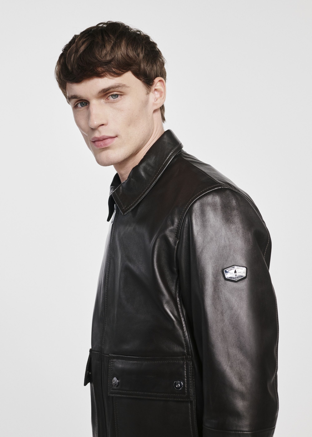 Brązowa skórzana kurtka męska KURMS-0360-5625(W25) | OCHNIK