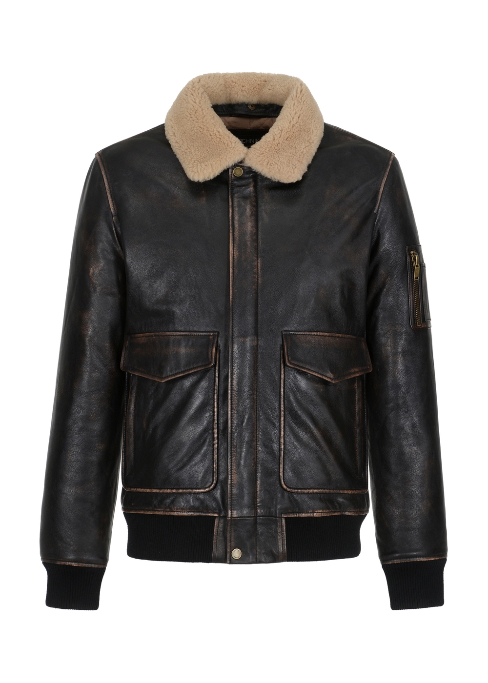 Ciemnobrązowa skórzana kurtka męska KURMS-0308-1326(Z23) | OCHNIK