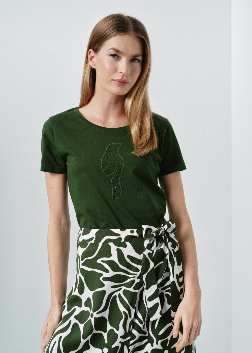 Tシャツ・カットソー DONDUP Woman T-Shirt Green S746JF0271DFZ4 633 DONDUP: T-shirt basic con logo - Verde | T-Shirt Dondup