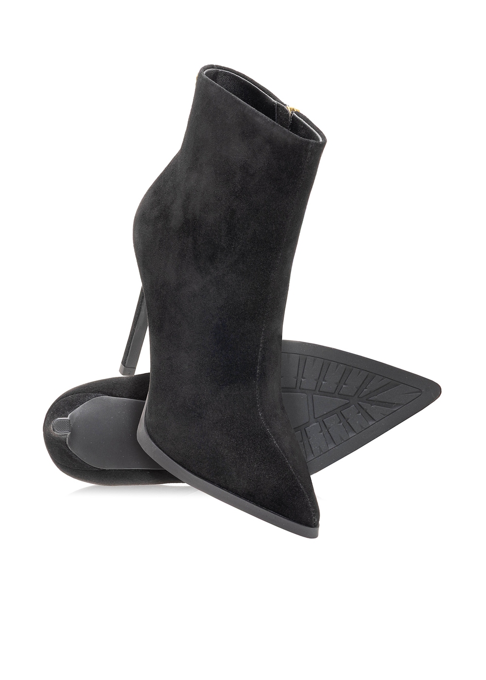 Czarne zamszowe botki na szpilce BUTYD-1207-99(Z25) | OCHNIK