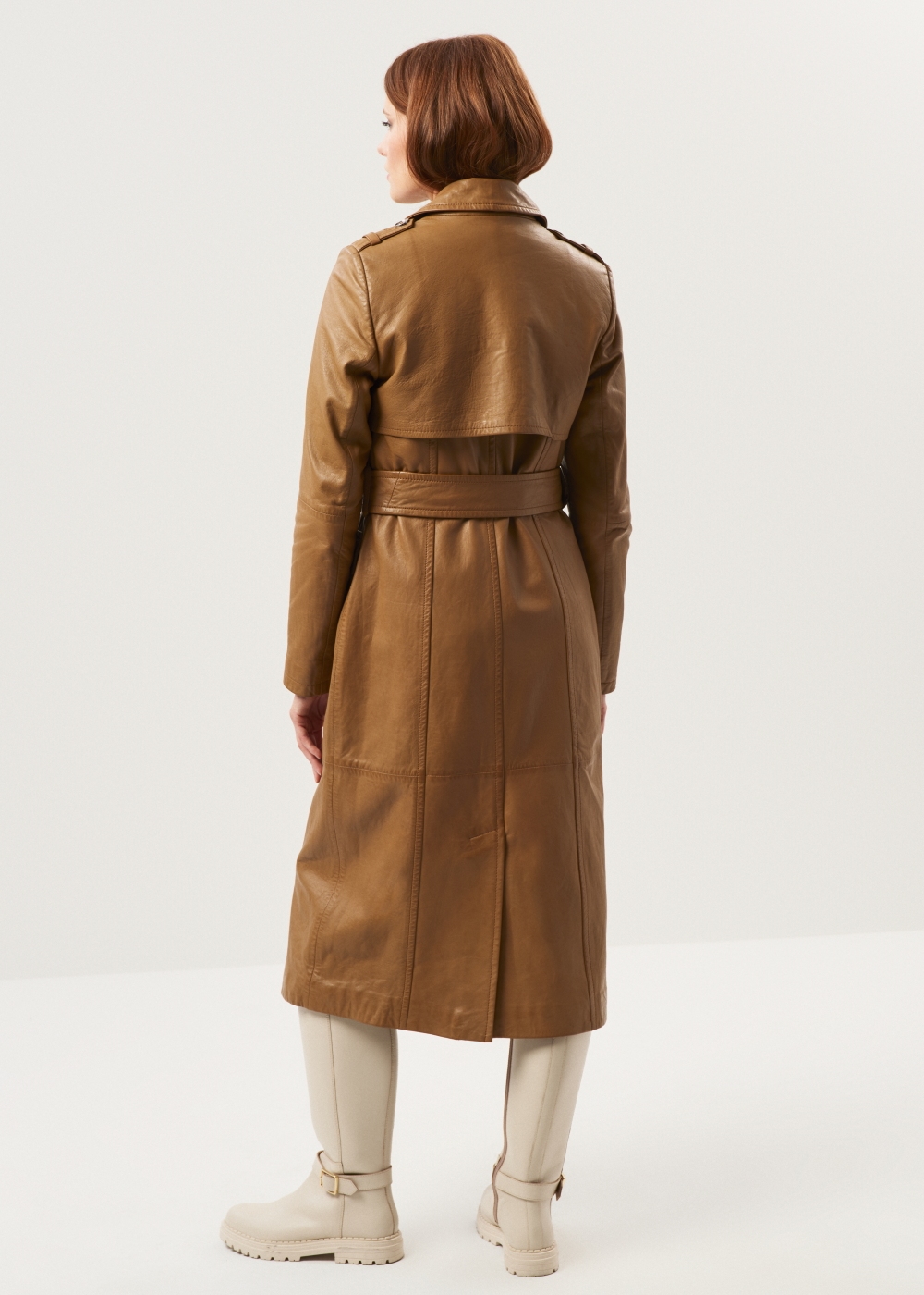 Skórzany długi płaszcz damski KURDS-0413-1331(Z23) | OCHNIK