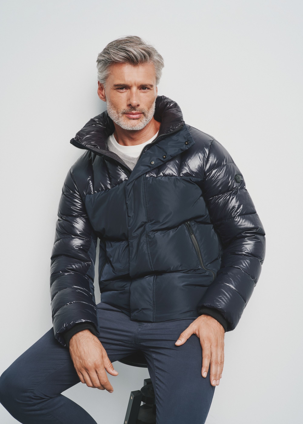 モンチ Granatowa ocieplana kurtka męska KURMT-0342-69(Z24) | OCHNIK