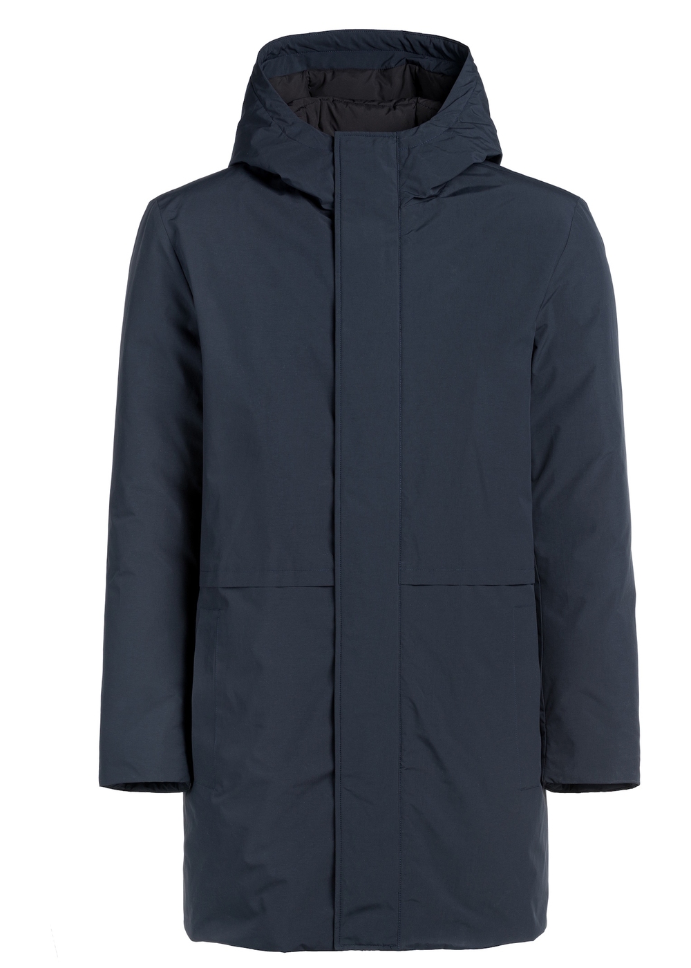 Granatowa kurtka męska z naturalnym ociepleniem KURMT-0394