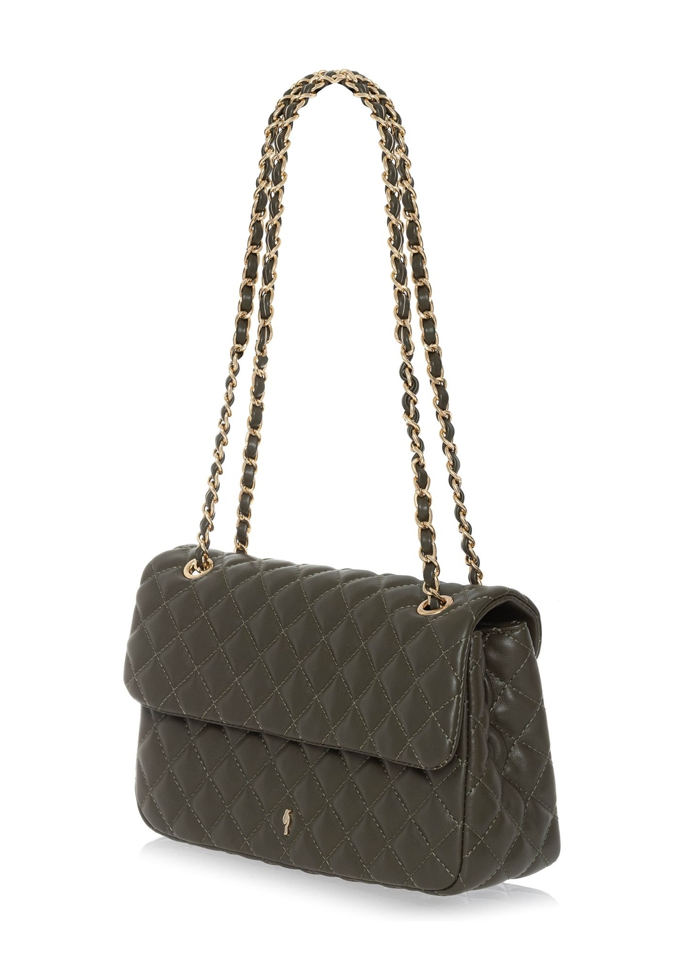 Pikowana torebka khaki na łańcuszku TOREC-0443D-55(W25) | OCHNIK