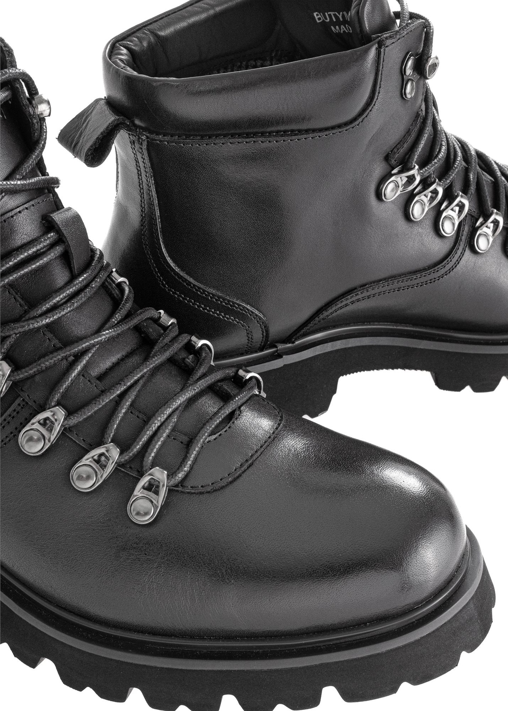 Czarne skórzane trzewiki męskie BUTYM-0467-99(Z24) | OCHNIK