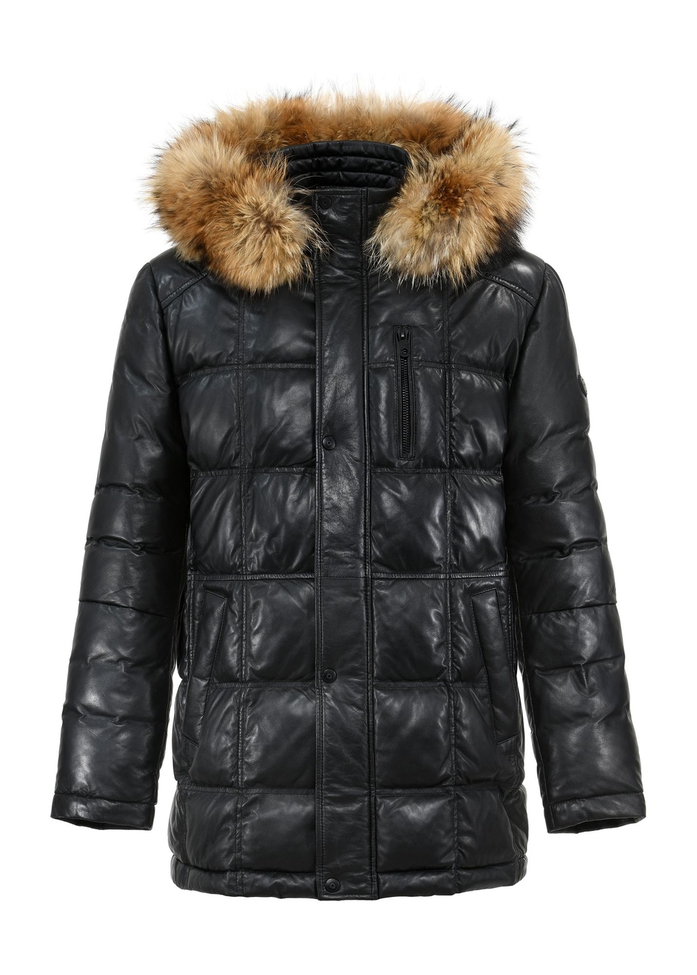 Czarna skórzana kurtka męska ocieplana KURMS-0348-1327(Z24) | OCHNIK