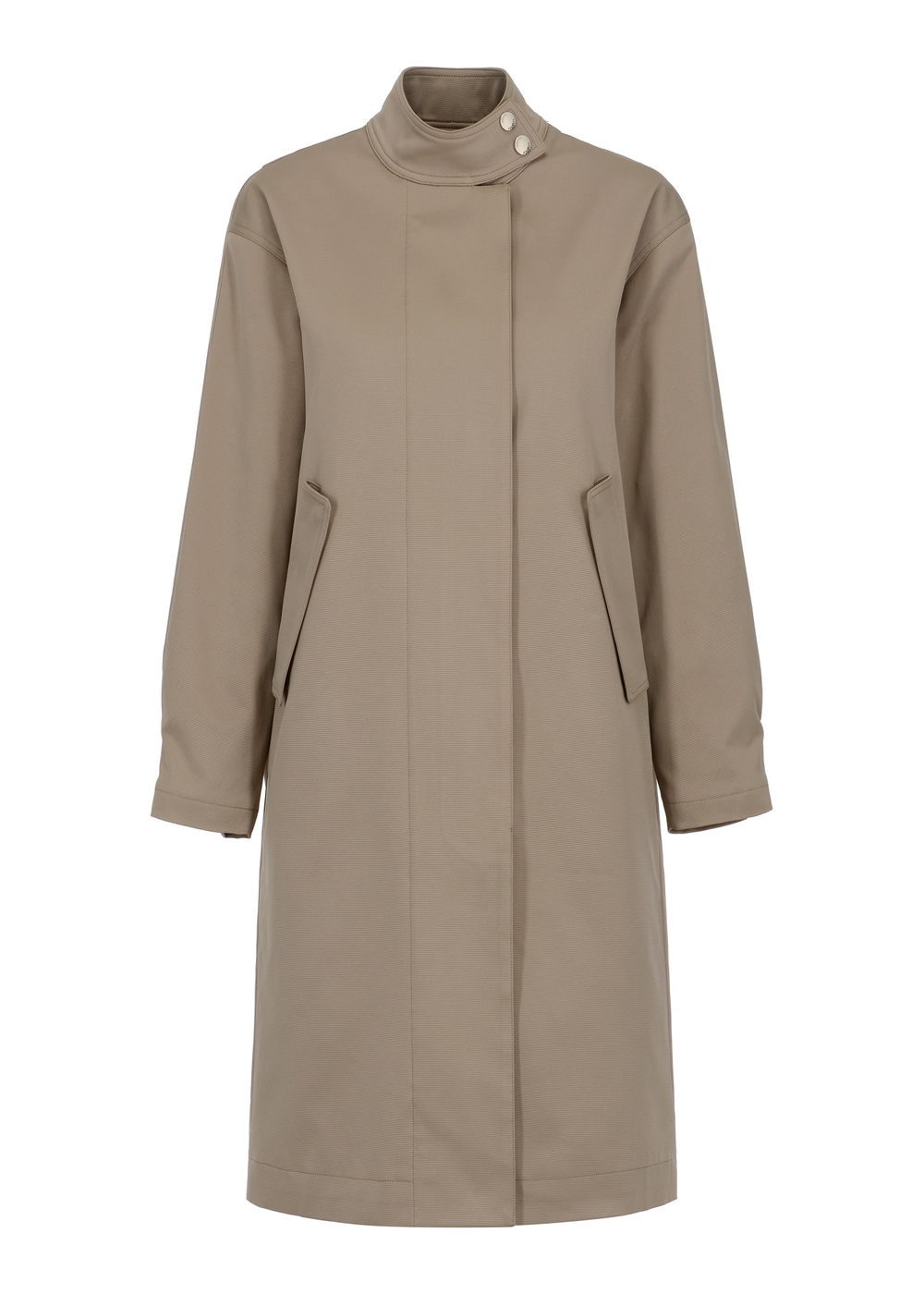 Ocieplany beżowy płaszcz damski oversize KURDT-0423-81(Z23) | OCHNIK