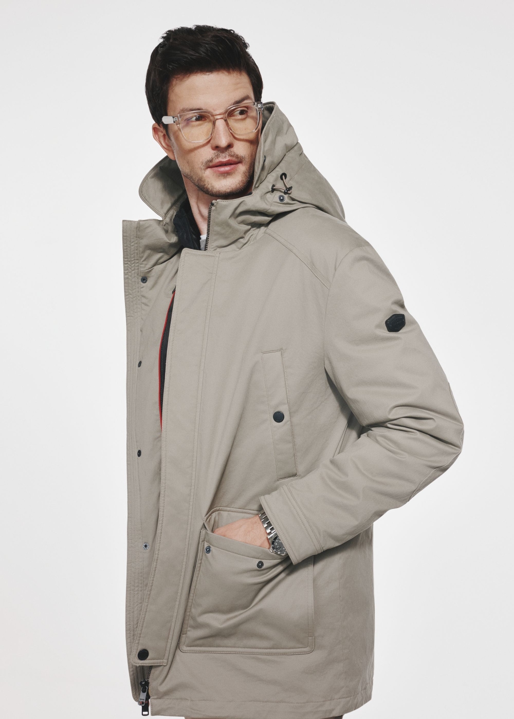 Popielata kurtka męska 3w1 z kapturem KURMT-0335-81(Z24) | OCHNIK