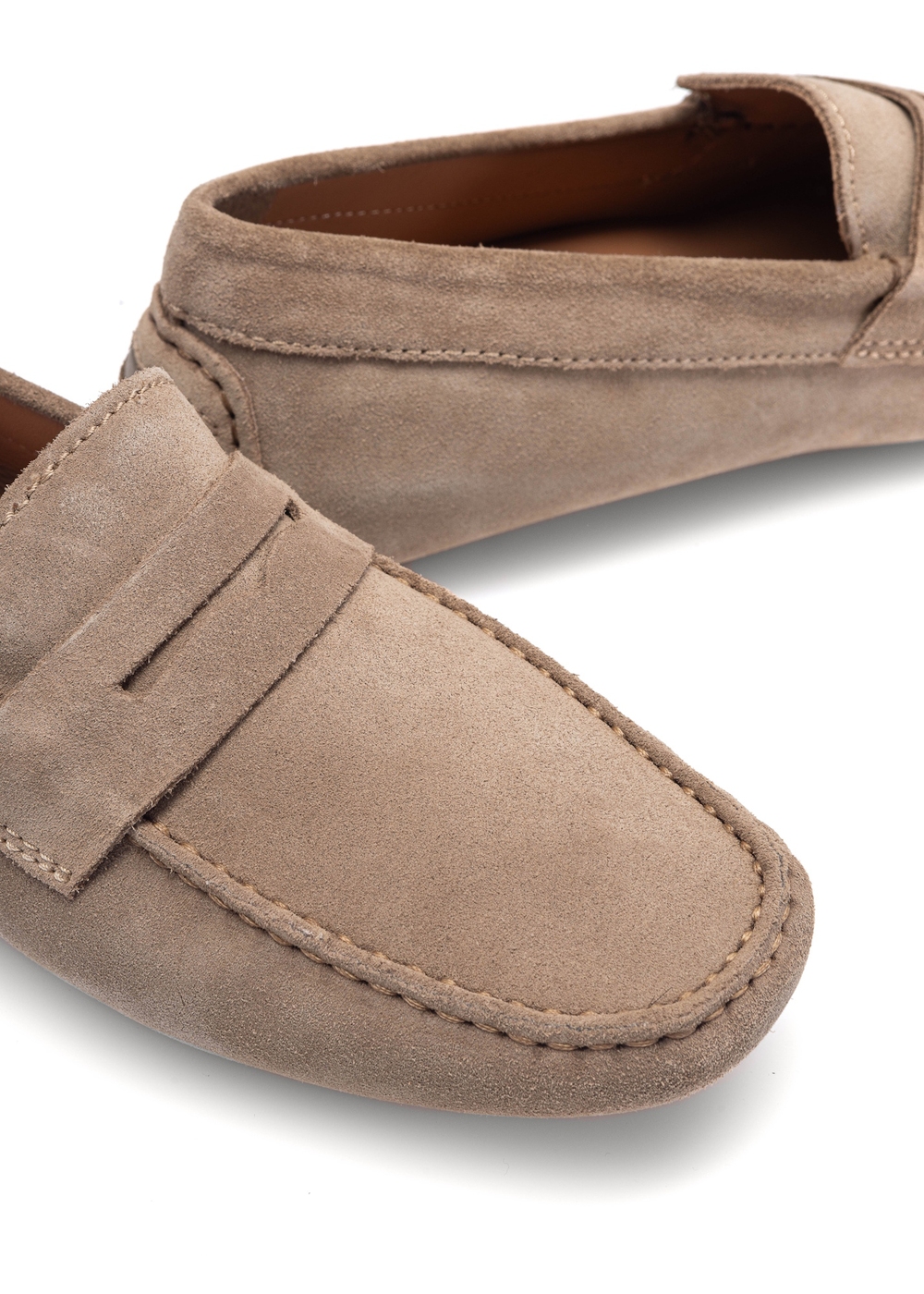 Ciemnobeżowe zamszowe mokasyny męskie BUTYM-0496-82(W25