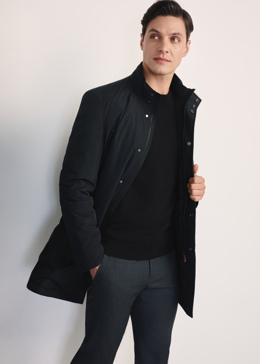 muratamante Czarna przejściowa kurtka męska KURMT-0388-99(Z25) | OCHNIK