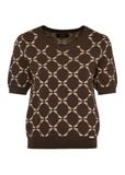 Brown women's blouse with monogram BLUDT-0181-89(Z24)