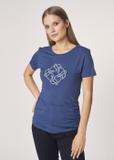 Granatowy T-shirt damski z wilgą TSHDT-0078-69(Z21)