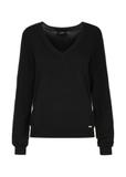 Czarny sweter z dekoltem V-neck SWEDT-0201-99(W24)