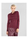 Maroon women's blouse with half turtleneck BLUDT-0111-49(Z20)