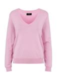 Różowy sweter z dekoltem V-neck SWEDT-0201-31(W24)