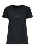 Black women's t-shirt with decorative oriole TSHDT-0130-99(Z24)