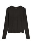 Czarny prążkowany longsleeve damski LSLDT-0058-99(Z26)