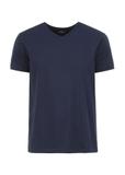 Granatowy basic T-shirt męski z logo TSHMT-0088-69(W24)