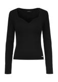 Czarny sweter z dekoltem w kształcie serca SWEDT-0206-99(W24)