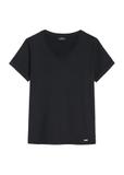 Czarny T-shirt damski w serek TSHDT-0118A-99(Z25)