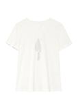 Kremowy T-shirt damski z logo TSHDT-0148-12(Z25)