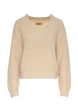 Women's beige V-neck sweater SWEDT-0162-82(Z24)