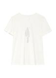 Kremowy T-shirt damski z logo TSHDT-0148-0B(Z26)