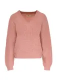 Women's pink V-neck sweater SWEDT-0162-32(Z24)