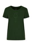 T-shirt damski zielony z ozdobną wilgą TSHDT-0123-55(W24)