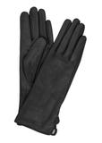 Długie czarne skórzane rękawiczki damskie REKDS-0082-99(Z23)