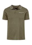 Koszulka polo khaki z bawełny POLMT-0079-55(W25)