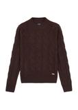 Czekoladowy sweter damski z ozdobnym splotem SWEDT-0210-90(Z25)